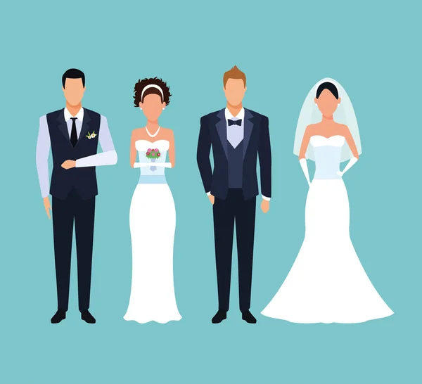 Κοστούμια γάμου ζευγάρι — Διανυσματικό Αρχείο