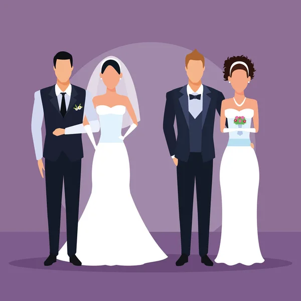 Costumes couple de mariage — Image vectorielle