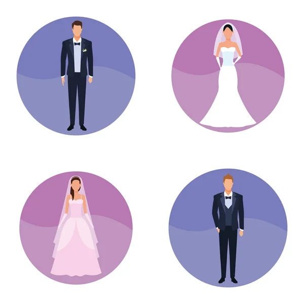 Ensemble de costumes de mariage — Image vectorielle