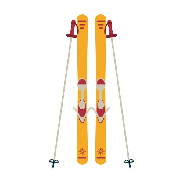 Matériel de planche à ski et bâtons — Image vectorielle