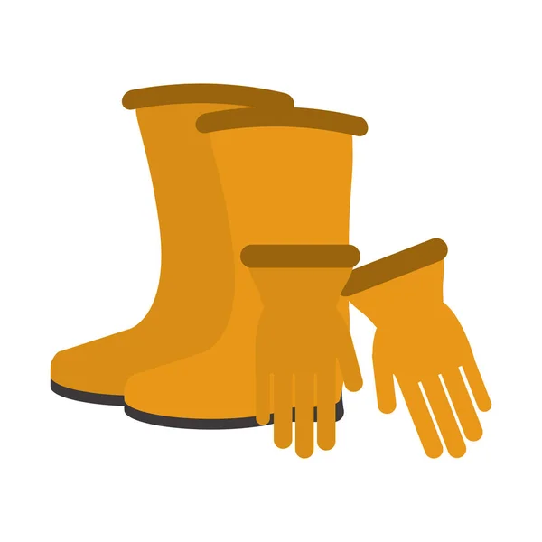 Construction boot and gloves — Stock Vector