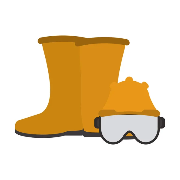 Stavební boot a brýle s helmou — Stockový vektor