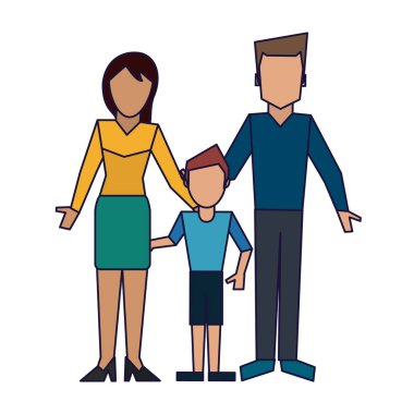 Aile Baba ve anne ile oğlu vektör çizim grafik tasarım