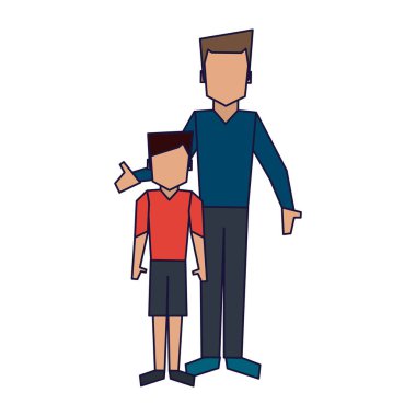 Aile tek baba ile oğlu vektör çizim grafik tasarım