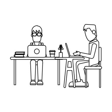 Bilgisayar avatar siyah ve beyaz ile çalışma