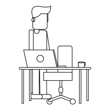 Bilgisayar avatar siyah ve beyaz ile çalışma