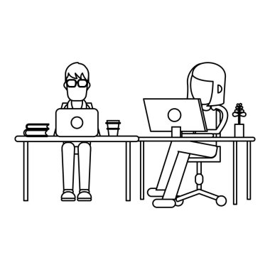 Bilgisayar avatar siyah ve beyaz ile çalışma