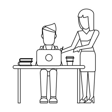 Bilgisayar avatar siyah ve beyaz ile çalışma