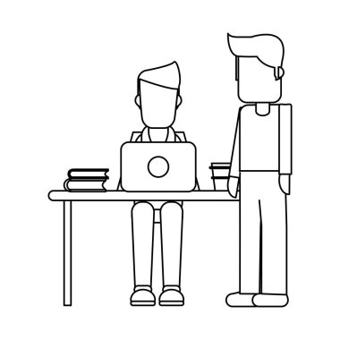 Bilgisayar avatar siyah ve beyaz ile çalışma