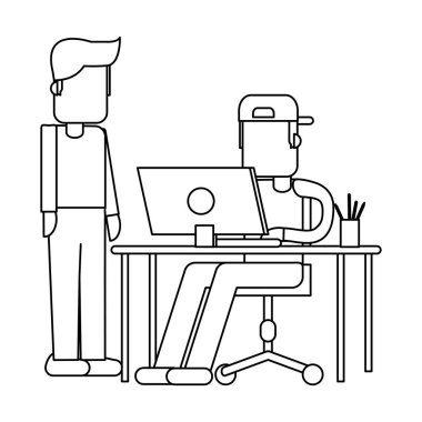 Bilgisayar avatar siyah ve beyaz ile çalışma