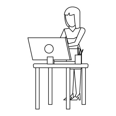 Bilgisayar avatar siyah ve beyaz ile çalışma
