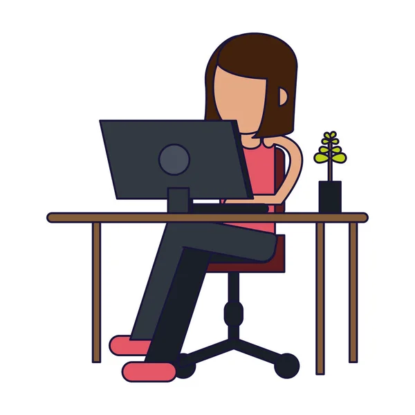 Working with computer avatar — Stock Vector