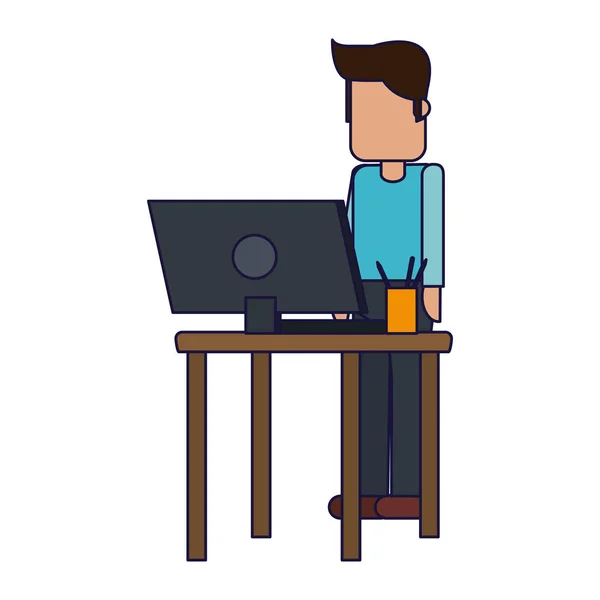 Lavorare con avatar del computer — Vettoriale Stock