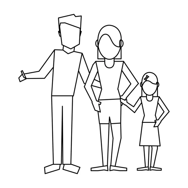 Aile avatar kavramı siyah ve beyaz — Stok Vektör