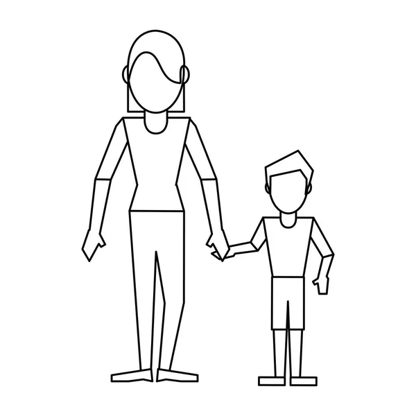 Konsep avatar keluarga hitam dan putih - Stok Vektor
