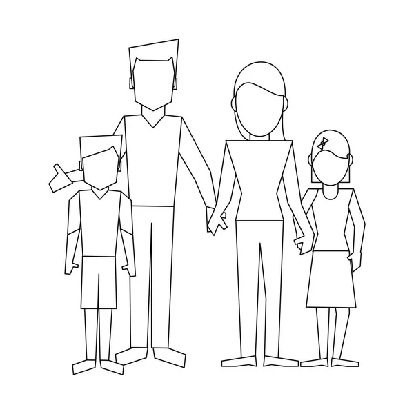 Familie avatar concept zwart-wit — Stockvector