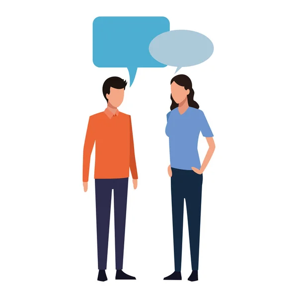 Mujer y hombre hablando — Vector de stock