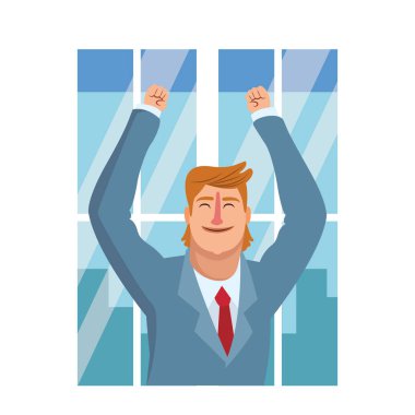 Mutlu çift işadamı çizgi film