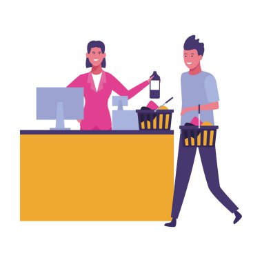 İnsanlar karikatür alışveriş