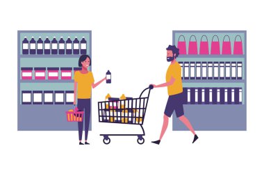 İnsanlar karikatür alışveriş