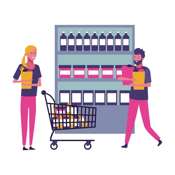 Gente y compras — Vector de stock