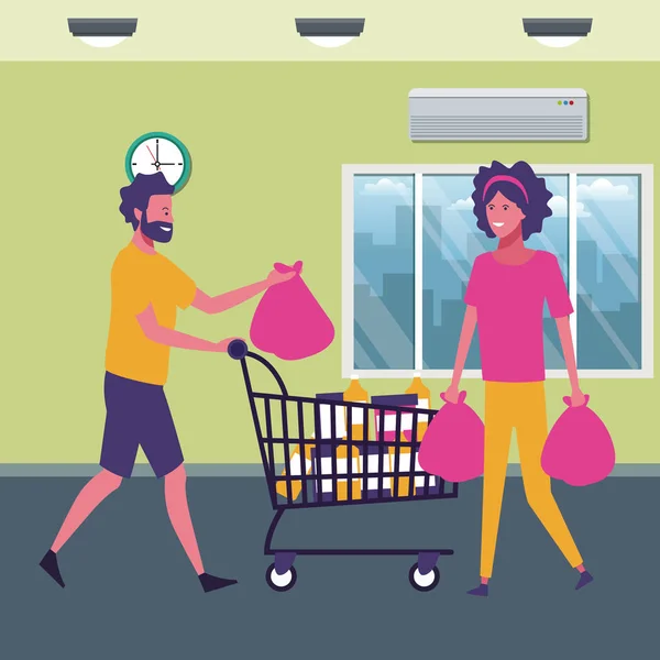 Les gens faisant du shopping dessins animés — Image vectorielle
