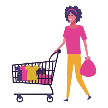 İnsanlar alışveriş çizgi film