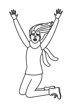 Siyah beyaz kışın mutlu kadın