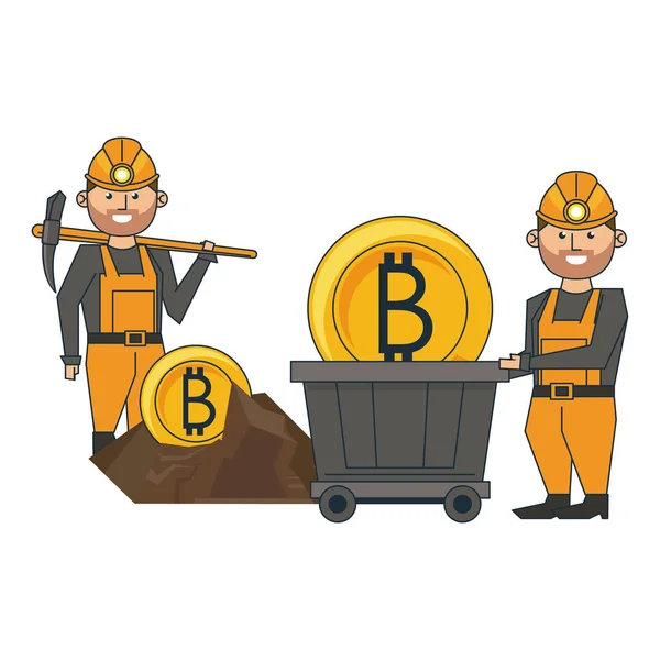 Bitcoin madencilik ve arkadaşlarınızla almak — Stok Vektör