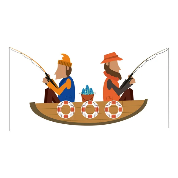 Fiskare i båt — Stock vektor