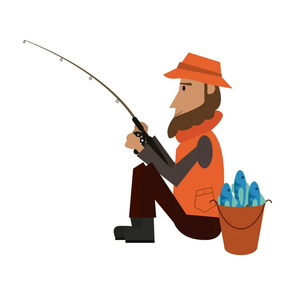 Fiskare med stång — Stock vektor