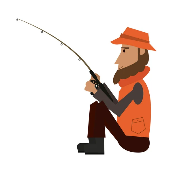 Fiskare med stång — Stock vektor