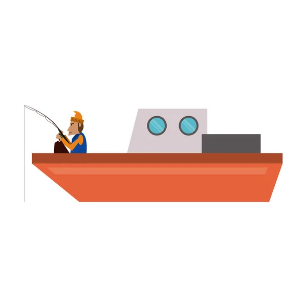 Рыбак в лодке — стоковый вектор