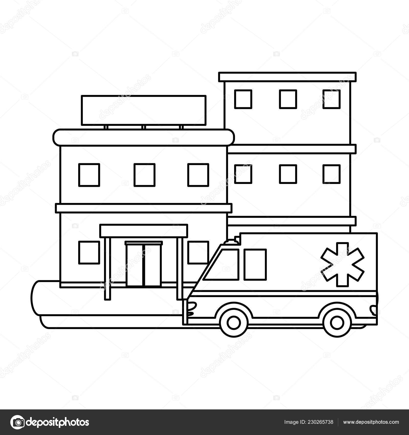 Hospital building scenery in black and