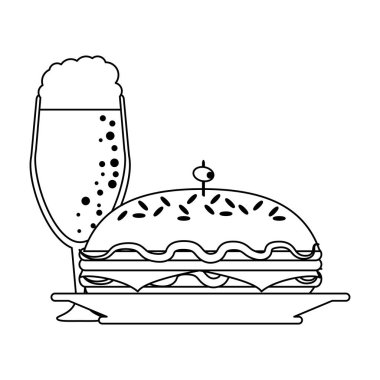 Lezzetli sandviç yemek siyah beyaz