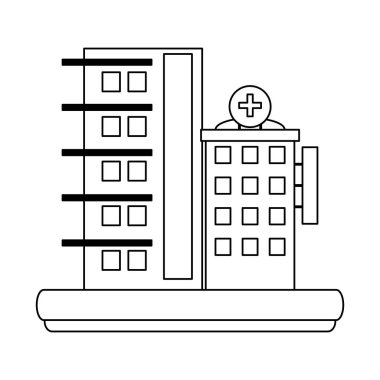 Sahne siyah beyaz bina hastane