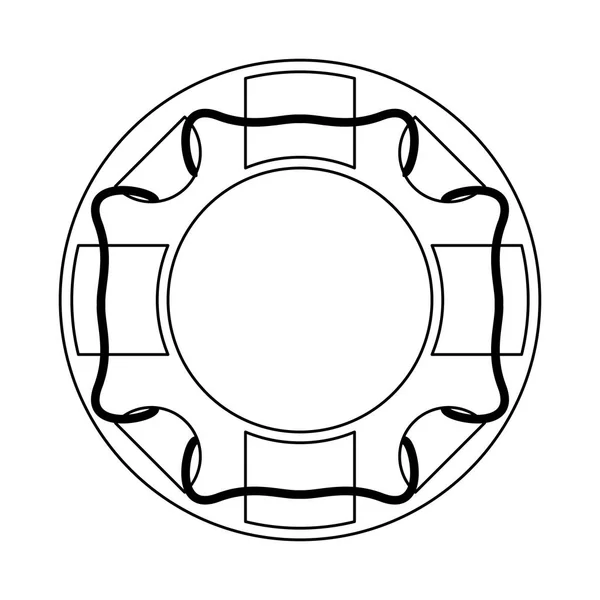 Símbolo del anillo salvavidas en blanco y negro — Archivo Imágenes Vectoriales