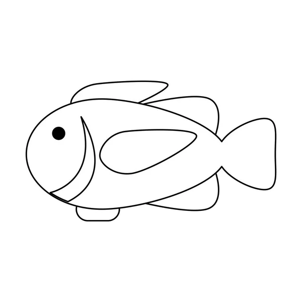 Fish seafood symbol in black and white — Stock Vector