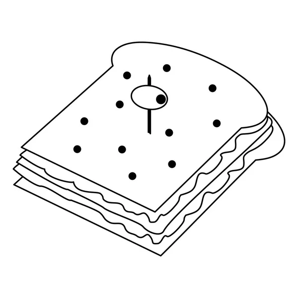 Deliciosa comida sanduíche em preto e branco — Vetor de Stock