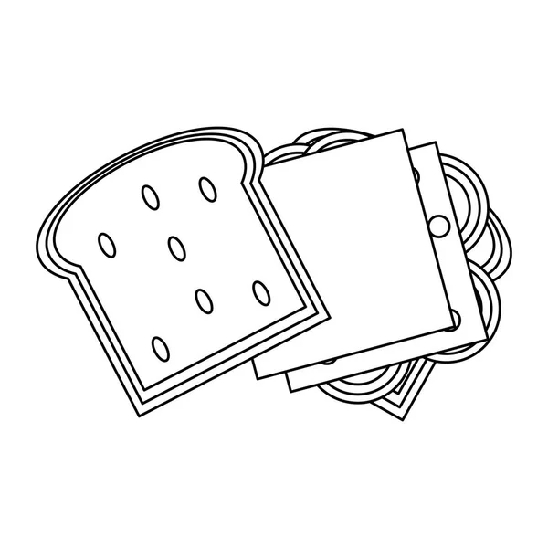 Вкусная сэндвич-еда в черно-белом — стоковый вектор