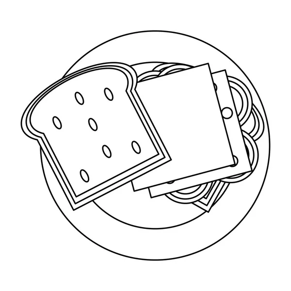Délicieux sandwich en noir et blanc — Image vectorielle