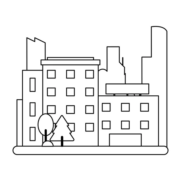 Paisagem urbana da cidade em preto e branco — Vetor de Stock