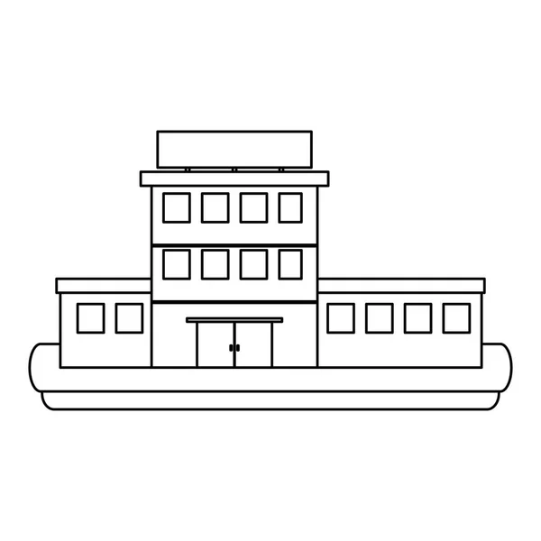 Hospital edifício cenário em preto e branco — Vetor de Stock