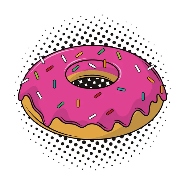 Donut dessert tekenfilms popart — Stockvector