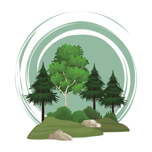 木の自然の風景 — ストックベクタ