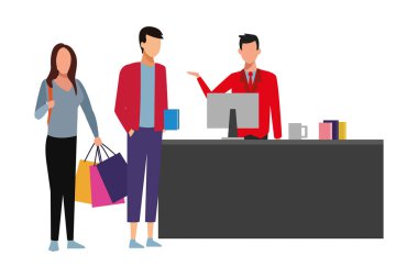 İnsanlar karikatür alışveriş