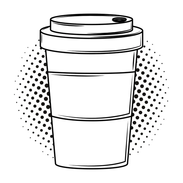 Xícara de café para ir pop arte preto e branco — Vetor de Stock