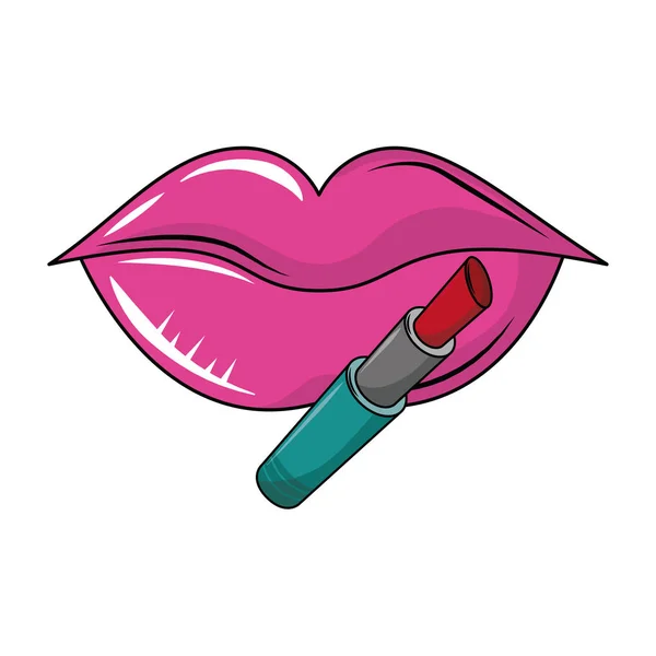 Lèvres et rouge à lèvres — Image vectorielle