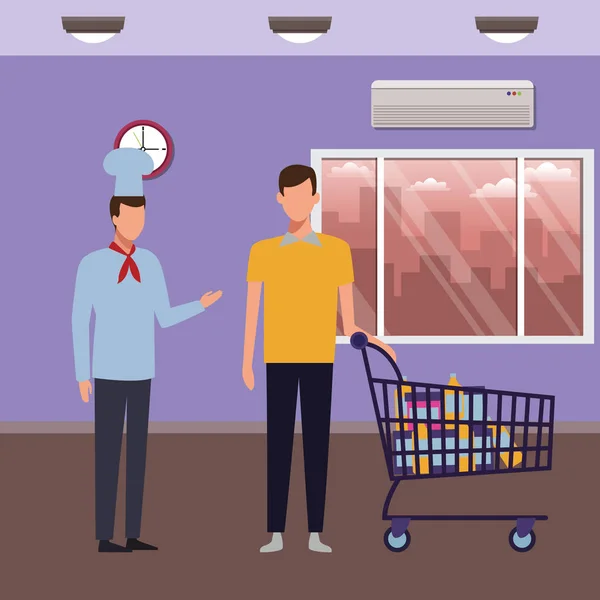 Nakupování v supermarketu lidí — Stockový vektor