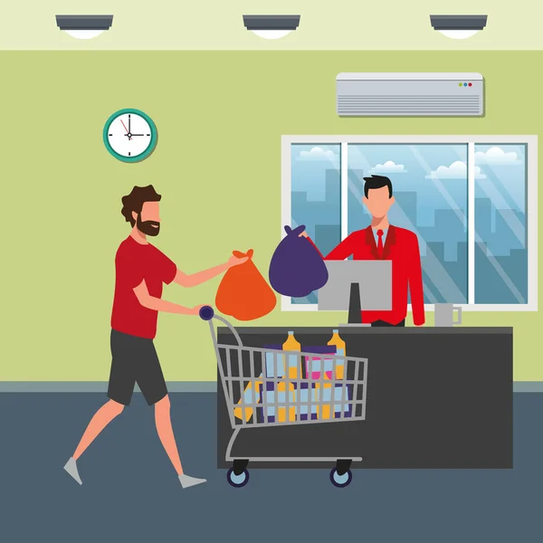 Nakupování v supermarketu lidí — Stockový vektor